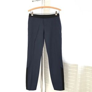Club Monaco Navy Blue Pants with Black Hem Panel